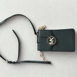 Michael Kors Black Leather Strap with Gold Accent